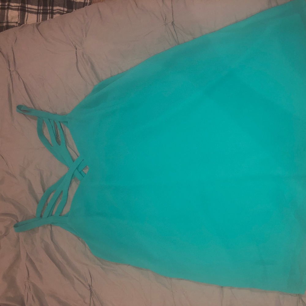 Green strappy chiffon tank top